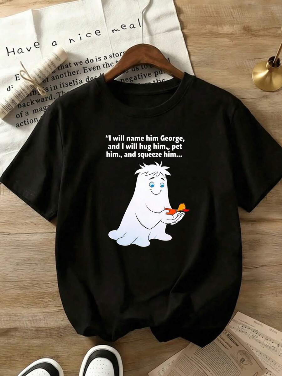 Una camiseta de mujer de manga corta, holgada, moderna, a la moda, retro y elegante, adecuada para actividades al aire libre en primavera y verano.Camiseta de mujer con un muñeco de nieve sosteniendo un pájaro y una frase.Ropa de mujer proveniente de almacén local.Transpirable y cómoda de llevar.Top casual de manga corta para mujer, ideal para primavera-verano.Versátil para uso diario informal.blusas para mujer,blusas casuales para dama,tops,, mujer premium,y2k,playeras de mujer curvy,ofertas y liquidaciones ropa mujer,playeras deportivas para mujer,,playeras de hombre, mujer,blusas>elegante IESA - Negro - Ver 1