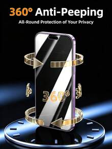 1pc - 360° Full Coverage Privacy Tempered Glass Screen Protector For IPhone 17(6.3 Inch). Compatible With IPhone 17 Pro Max, 16, 15, 14, 13, 12 And 11 Pro Max. Provides Excellent Protection, Full Coverage, Scratch Resistant, Bubble-Free. Phone Accessory, Compatible With Phone Case. - Black - View 5