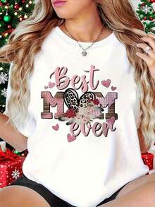 Camiseta de Mujer "Mejor Mamá" para el Día de la Madre - Blusa Casual de Manga Corta con Cuello Redondo Suave y Estampado de Letras, Blanca, Cómoda, Regalo para Mamá, Hermana o para Atuendo Casual - Lavable a Máquina, Top para Todas las Temporadasblusas para mujer>ropa - Blanco - Ver 7