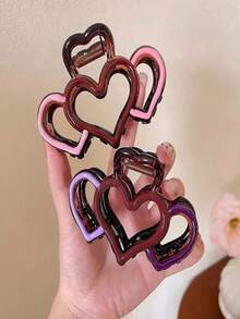 Elegant Retro High-End Chic Summer Heart-Shaped Hair Clip, Suitable For Daily, Casual, Outing, Party, Beach, Travel, Ideal Gift For Girlfriend, Valentine's Day, Mother's Day, Halloween, Christmas - Heart-shaped Hair Clip - View 5