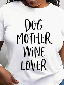 Modern And Minimalist T-Shirt For Women, Dog And Wine Lover, Round Neck, Short Sleeve, Daily Use, Perfect For Pet Lovers And Wine Enthusiasts, Ideal For Daily Outings And Moments Of Relaxation. - 白色 - 查看 1