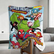 1pc S-Pider-Man Print Blanket,Retro Cartoon Style Throw Blanket,Cartoon Character Printed Blanket,All-Season Universal Nap Blanket,Character Home Decor Blanket,Modern Fashion Gift Suitable For Home Bedroom Bed Sofa Office Lunch Break Cover Picnic Blanket - Nhiều màu - Xem 1