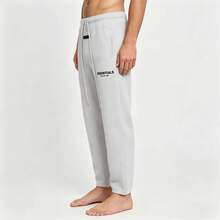 Fear Of God Essentials SS22 Menswear Men's Relaxed Fleece-Lined Sweatpants - Light Oatmeal (Beige) Plain Trouser - 淡燕麥片 - 查看 4