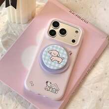 Giường ngủ từ tính GUCADI cho thú cưng + Ốp điện thoại mềm họa tiết chó kẻ caro xanh dương với vòng từ tính màu tím, tương thích với iPhone 17, 17 Pro Max, 16, 15, 13. Phong cách sáng tạo, hình học, hoạt hình, tươi mới và độc đáo, cá tính, phong cách . - Hồng - Xem 5