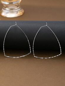 2pcs/Set Subtle Geometric Triangle Earrings, Fashionable Jewelry Accessories, Great Gift For Women - Silver - View 3