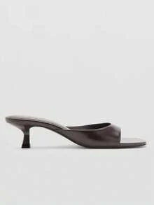 2026 Spring/Summer Korean Style Elegant Square Toe Strap Sandals High Heels Mule Shoes For Women,Kitten Heels - Coffee Brown - View 4