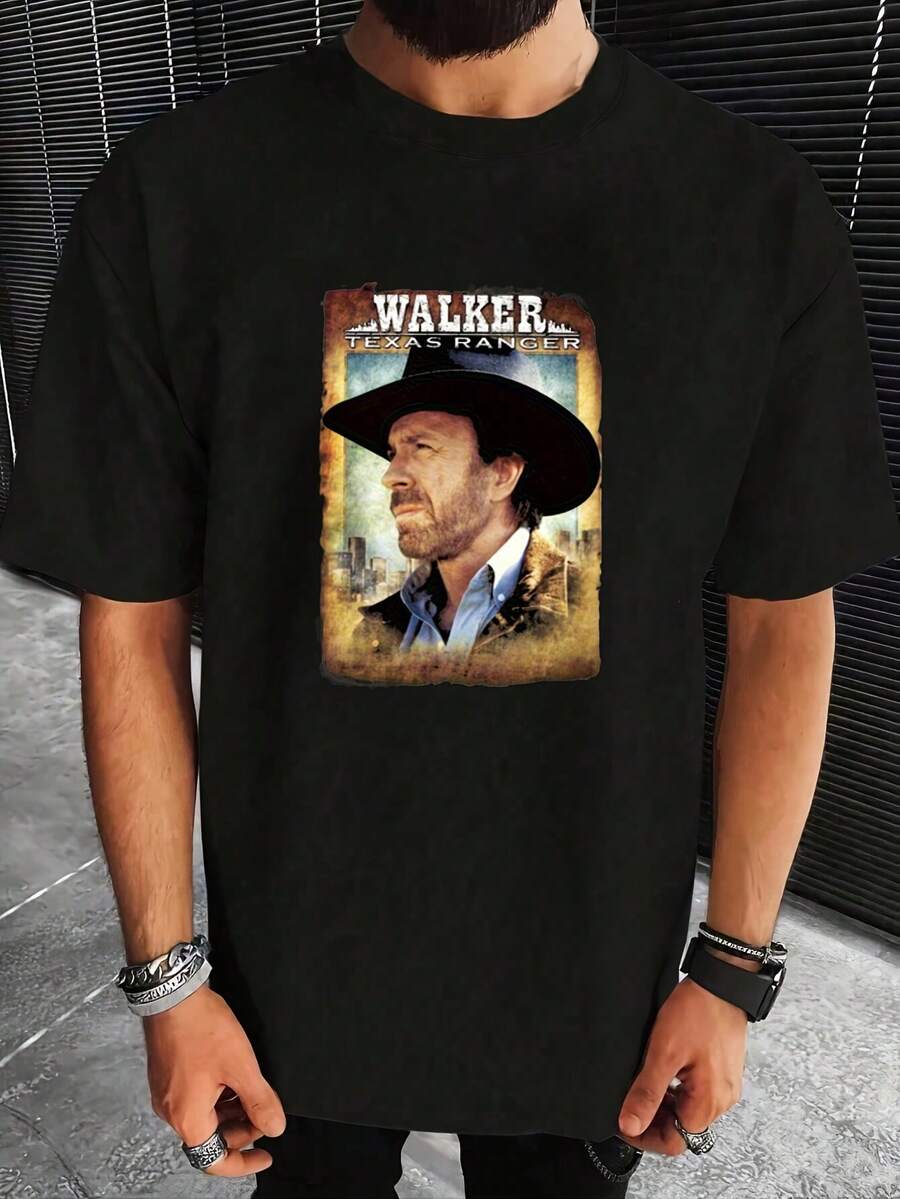 Camiseta con la serie Walker, Texas Ranger - Negro - Ver 1