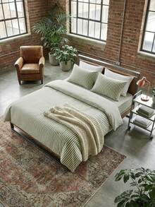 2/3-teiliges Türkische Baumwolle Gewebe Bettbezug Set | Bettbezug und Kissenbezug, moderne Bettwäsche für Schlafzimmer, 135*200 cm, 150*200 cm, 200*200 cm, 200*220 cm, 220*240 cm - Grün - Übersicht 5