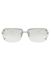 Kính mắt vuông phong cách retro, kính mắt Y2K thời thượng dành cho nữ. - Bạc - Xem 3