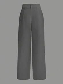 Pantalones blancos casuales/de trabajo para mujer - Gris Oscuro - Ver 2