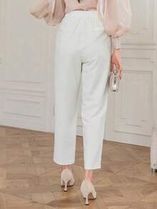 Pantalones rectos casuales de negocios para mujeres - Blanco - Ver 6