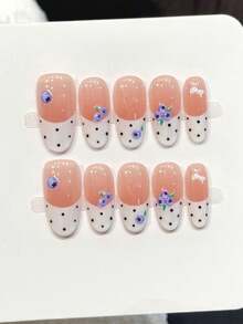 Conjunto de 10 unhas postiças ovais feitas à mão, estilo Y2K, com laço em degradê laranja, renda com bolinhas e efeito diamante francês, degradê branco com estampa de leopardo (um toque doce e moderno) e degradê dourado quente com efeito olho de gato e girassol. Perfeitas para festas e uso diário. Ideais para meninas e mulheres em festivais, festas, shows e para o dia a dia. Ótimas opções de presente para o Dia dos Namorados e Dia das Mães. - Baby Rosa - Ver 11