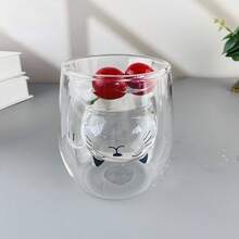 可爱招财猫双层玻璃杯，高硼硅耐热高品质家用奶茶咖啡杯。双层高透玻璃质感，简约精致，黑白对比高端耐用，适用于咖啡、奶茶、水果茶、温水、早餐、办公等场合。时尚实用。 - 雙層玻璃杯 - 查看 4