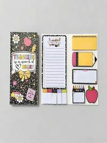 1 set de pegatinas de conveniencia para cuaderno de regreso a la escuela, regalo del primer día de clases para el Día del Maestro, regalo de regreso a la escuela para compañeros de clase, "Bienvenido a la escuela, enseñar y educar es un trabajo duro" - Pegatinas de conveniencia para cuaderno del maestro con patrones hermosos y coloridos, adecuado - Unitalla - Ver 13