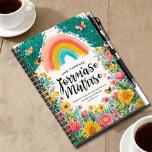 1 Cuaderno espiral con diseño floral arcoíris artístico, 100 páginas (50 hojas). Un compañero útil para el trabajo, el estudio, la planificación diaria y la escritura. Un regalo de graduación o cumpleaños pensativo, que agrega un toque vibrante a tu vida, ya sea para tomar notas o para escribir libremente. - C - Ver 7