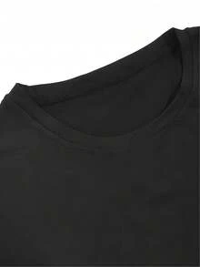 Women's Cotton T-Shirt, Round Neck, Loose Fit, Casual, With Bohemian Floral Print, Short Sleeve - Soft Light Blue, Pink, White, Brown, Beige, Suitable For Layering In Spring And Summer, Comfortable Machine Washable T-Shirt, Sweater With Geometric Pattern, Suitable For Home And Outdoor Use, Loose Women's Clothing For All Seasons, Women's T-Shirt, Women's Long Sleeve T-Shirt. - 黑色 - 查看 6