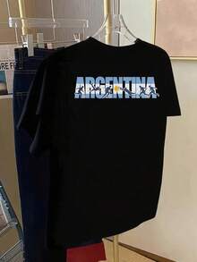 Women's Spring/Summer T-Shirt. Short-Sleeved T-Shirt With Front And Back Print - Argentina,  Football Print - Women's Spring/Summer T-Shirt With A Modern Print, A Fashionable Item. Create Everyday Looks That Make You Look Slimmer. - 白色 - 查看 5