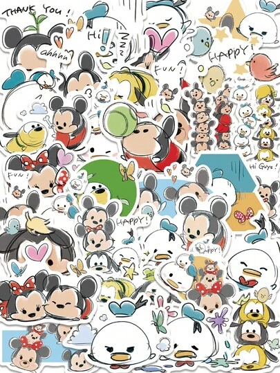Disney 50 miếng dán hình chuột Mickey hoạt hình mini dễ thương, miếng dán vinyl đáng yêu phù hợp để dán lên laptop, bình nước, sổ tay, ốp điện thoại, vali, sổ kế hoạch, trang trí hàng ngày, quà Giáng sinh và sinh nhật.