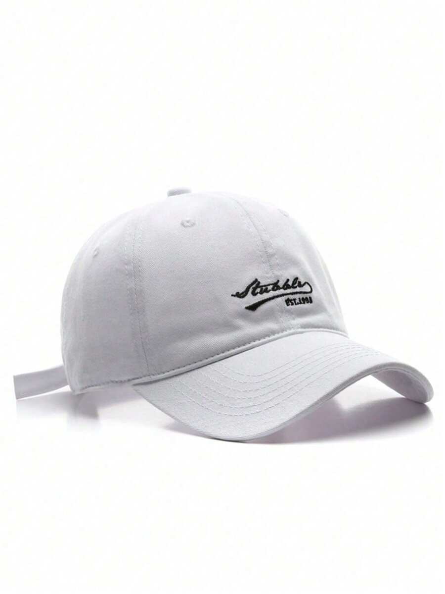 1 chiếc mũ lưỡi trai thời trang unisex màu xám in chữ, chống nắng. - trắng - Xem 1
