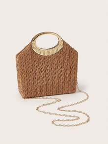 Noctella Fashionable Woven Handbag For Women, Versatile Shoulder Bag For Holiday, Beach, Business Commute, Casual, Minimalist, Beach, Vacation - Brown - View 6