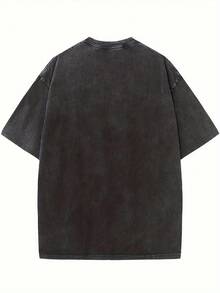 Women's & Men's Vintage T-Shirt 100% Cotton Loose Fit For Men And Women - Soft, Breathable Fabric With Distressed Effect, Casual Crew Neck, Suitable For Casual Wear And Layering, Machine Washable Solid Color T-Shirt - 黑色 - 查看 2