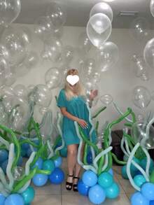 25pcs/Set DIY Deep Sea Seaweed Balloon Kit, Includes Clear Latex Balloons. Suitable For Ocean-Themed Birthday Parties, Underwater Parties, Shell And Seaweed Decorations. - View 6