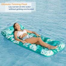 Jasonwell Flotadores Inflables para Alberca - Piscina Inflable para Adultos Flotadores para Alberca Lancha Inflatable Tanning Pool con Portavasos con Respaldo - Turquesa - Ver 8
