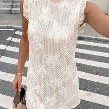 Vestido camisero de unicolor albaricoque con textura y aplicaciones para mujer, elegante y de moda para el trabajo, atuendos festivos franceses, estilo sirena de oficina, vestidos de verano para mujer, vestidos para fiesta del té, festivales, fiestas, graduación, vacaciones, ropa bohemia femenina - Negro - Ver 6