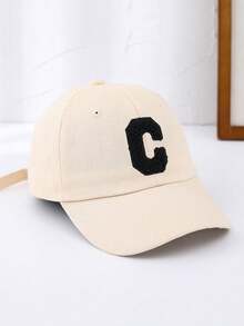 1顶卡其色复古C字Logo棒球帽 - 米色 - 查看 1