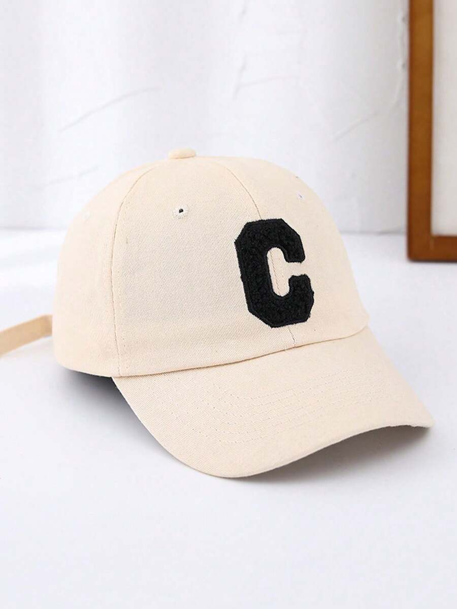 1顶卡其色复古C字Logo棒球帽 - 米色 - 查看 1