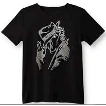 Camisetas de famosos - Camiseta con diamantes de imitación de famosos - Camiseta de ichael Jackson,Embalaje individual - Negro - Ver 3