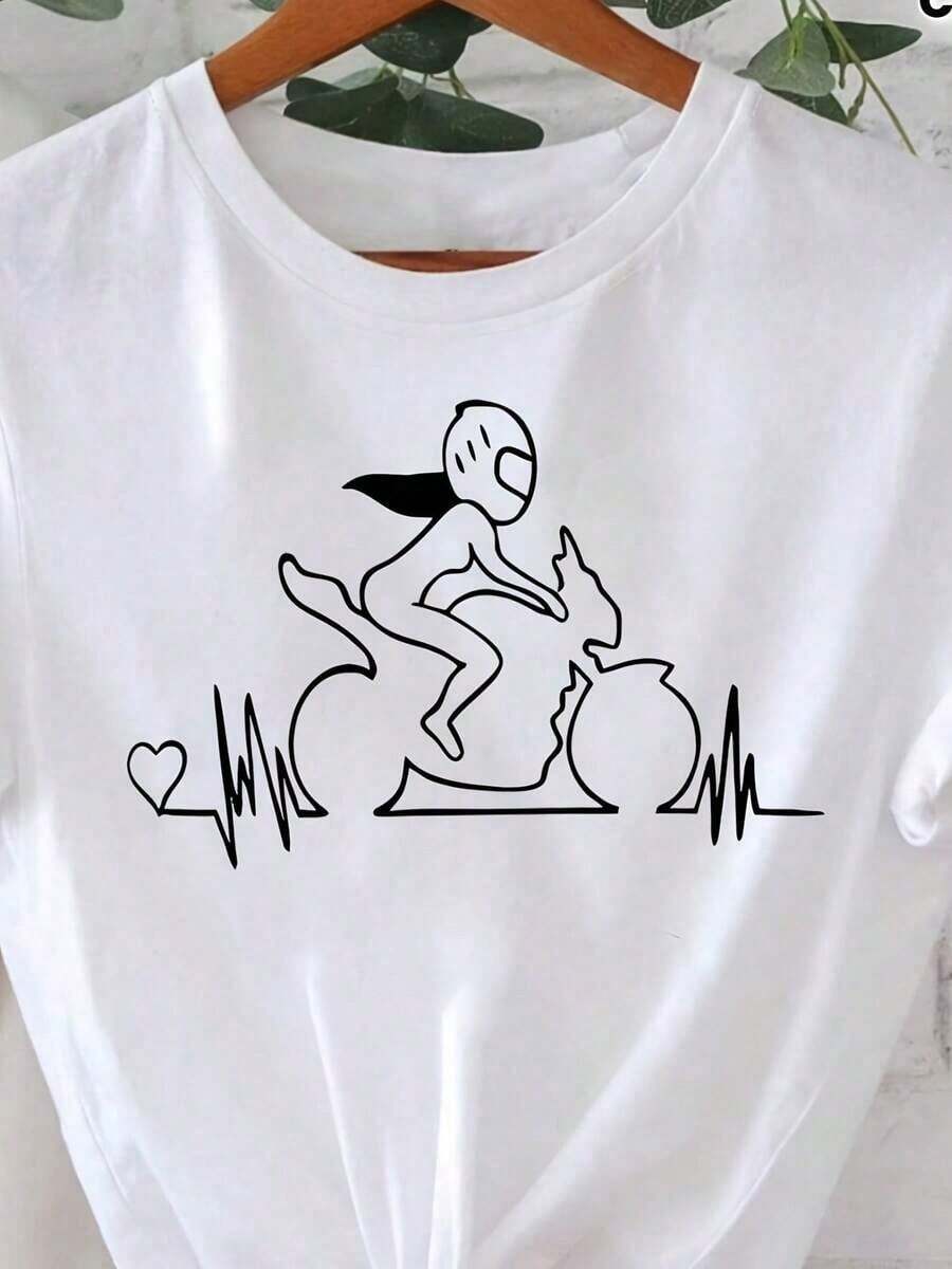 Fashionable Casual T-Shirt For Women, 100% Cotton, Round Neck | Short Sleeve, Suitable For Daily Sports And Carnival, Unique Printing Techniques, Strong Festive Atmosphere. - 白色 - 查看 1