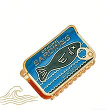 Pinza para el cabello con forma de lata de sardinas, pinza para el cabello de metal grande con forma de lata de pescado, agarre fuerte y antideslizante adecuado para cabello grueso y fino, accesorio para el cabello con tema náutico oceánico para mujeres y niñas - Multicolor - Ver 6