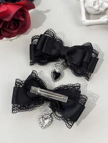 2pcs Gothic Style Dark Color Hair Clips, Suitable For Holiday Outfits, Daily Wear For Gothic Fashion Enthusiasts,Hair Claws,Bobby Pin - Black - View 3