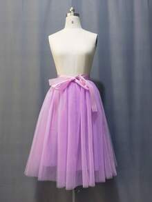 65cm 4-Layer Tulle 1-Layer Lining Petticoat With Decorative Waist Belt - Multicolor - View 17
