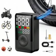 Carsun Portable Car Air Pump Compressor, Upgraded Low Noise Model, Dual Screen Color Digital Display, Integrated Side Storage Hose, Hidden Rear Storage Box, With LED Light, Car Accessories - Suitable For Cars, Motorcycles, Bicycles, Balls - Wireless - Upgraded Low Noise Model - View 2