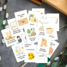 52张/套情绪调节闪卡，正念支持与焦虑应对技巧，平静角落卡，心理健康放松工具，睡前减压卡，家庭/教师正念激励卡 - 提升自我价值感、缓解焦虑、自我关爱和社交情感学习的理想之选 - 白色 - 查看 5