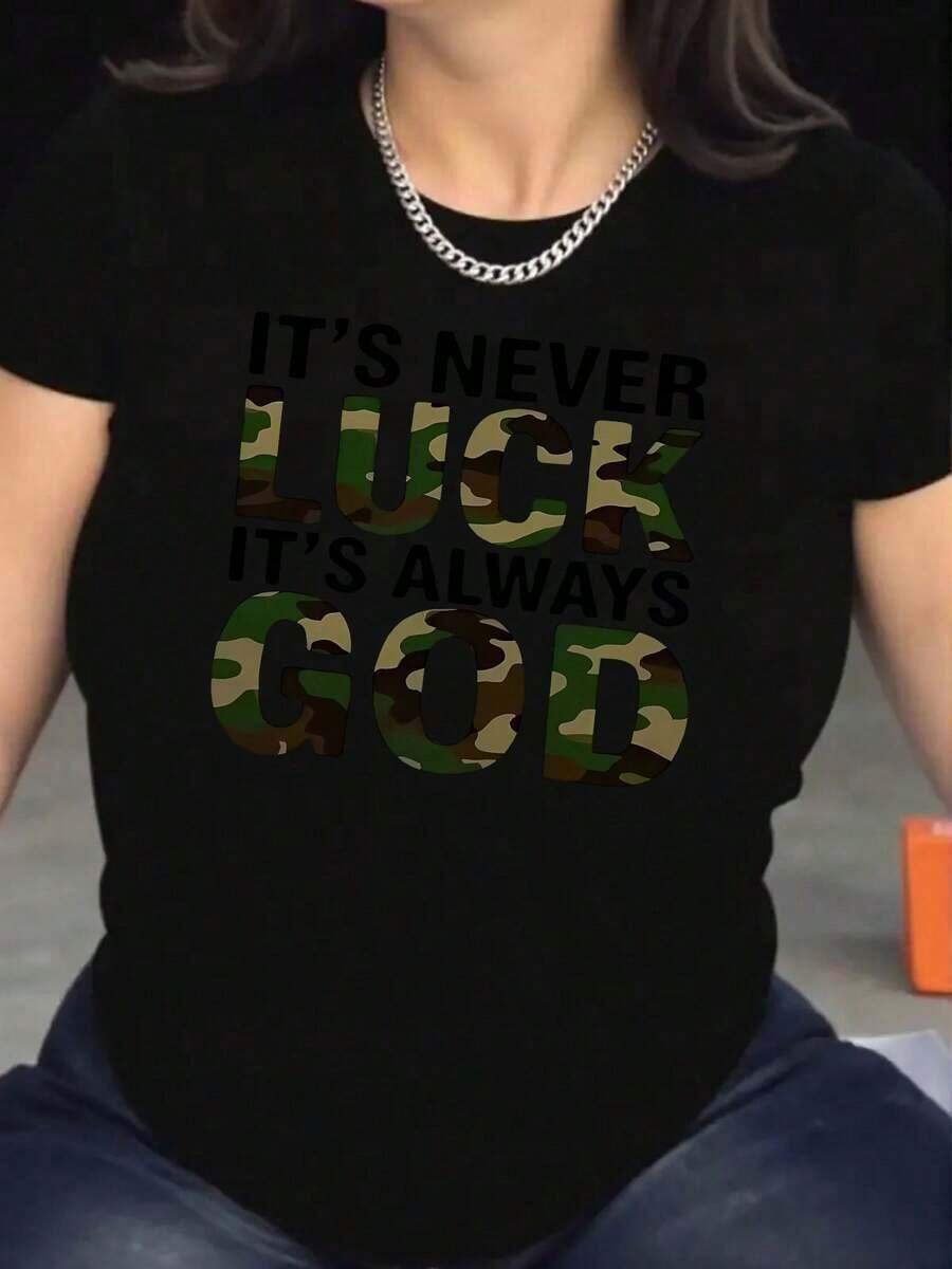 Mujeres Camuflaje Imprimir Redondo Cuello Corto Manga Camiseta - Deportivo Informal Estilo, Simple Deportivo Diseño, 95% Poliéster 5% Spandex 180 gramos Impreso Diseño, Primavera/Verano Cómodo Y Transpirable A la moda Y Versátil, Expresivo Y Único, Ligero Y Suave, Completo De Energía. Conjuntos de Verano 2026 para Vacaciones, Elegantes Blusas de Algodón Puro para Mujer, Ropa para Conciertos, Estilo Vintage Urbano Unisex, Camiseta de Manga Corta con Cuello Redondo de Algodón Suelto, 100% algodón puro - Negro - Ver 1