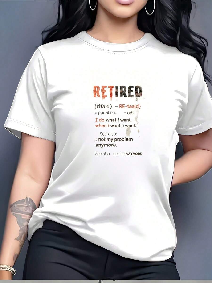 Camiseta con la definición de "retirado" 180g, regalo divertido de jubilación para papá, camiseta para fiestas familiares para mujeres y hombres, top casual de verano 100% algodón. - Blanco - Ver 1