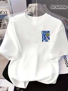 T-Shirt mit Copacabana-Print, Brasilien, Kurzarm, Rundhalsausschnitt, lässiges Oberteil für Sommer und Frühling, Damenbekleidung, Festival - Weiss - Übersicht 1