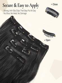 4 piezas Extensiones de cabello rizadas de 16 pulgadas con clip, peluca corta rizada invisible natural, adecuada para mujeres - Multicolor - Ver 6