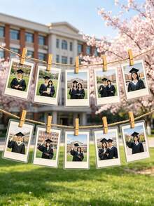 Customized Laminated Photos With Jute Rope And Wooden Clips, Suitable For Graduation, Wedding, Birthday, Party Gifts, Home Decor In Living Room And Bedroom. Waterproof, Long-Lasting, Damage-Resistant Photos. Mini Wooden Clips And Jute Rope - Reusable, Space-Saving, Multipurpose Decor Clips For Photo Display - Photo Of the Film Coating - View 8