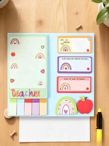 1 set de pegatinas de conveniencia para cuaderno de regreso a la escuela, regalo del primer día de clases para el Día del Maestro, regalo de regreso a la escuela para compañeros de clase, "Bienvenido a la escuela, enseñar y educar es un trabajo duro" - Pegatinas de conveniencia para cuaderno del maestro con patrones hermosos y coloridos, adecuado - Unitalla - Ver 5