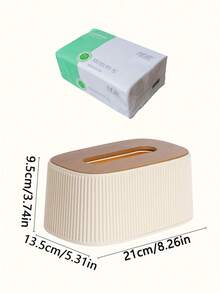 Nordic Minimalist Tissue Box Cover, INS Cream Style Vertical Stripe Tissue Holder,Built-In Spring Pop-Up Design, Smooth Easy One Hand Tissue Extraction, Universal Fit For Most Standard Tissue Boxes, Dustproof Waterproof Anti-Dirty Desktop Storage Organizer, Modern Aesthetic Home Decor, Multi-Surface Decorative Tissue Container - Multicolor - View 11