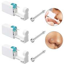 1/2/3/4PCS Nose Piercing Gun Built-In White Diamond Nose Studs Self Nose Piercing Kit Nose Piercing Gun Kit - White - View 3