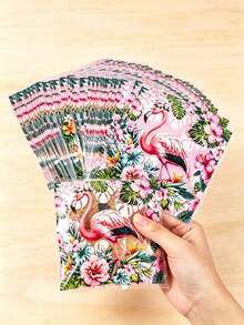 100pcs Hawaiian Flamingo Self-Sealing Bags, Hawaiian Hibiscus & Coconut Leaf Gift Bags, Hawaiian Tropical Party Candy Bags, Hawaiian Beach Theme Party Snack Packaging Bags, Hawaiian Birthday Gift Wrapping Bags, Hawaiian Joyful Party Desktop Decor, Summer Party Supplies, Flamingo Party Decorations, Kitchen Packaging, Cookie Baking Bags, Hawaiian Decor, Hawaiian Gifts, Summer Gifts, Party Favors - Hawaiian Flamingo - View 3