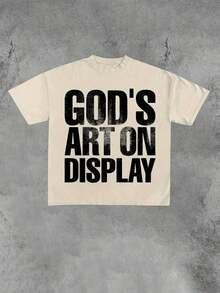 Premium Unisex Casual T-Shirts With "GOD'S ART ON DISPLAY" Print, Customizable Graphic Tees For Men - Men's T-Shirts. Casual And Stylish Short-Sleeved T-Shirts For Summer, Made Of 100% Cotton. The Most Popular Top For Men. - 杏色 - 查看 1