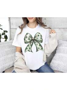 Irish T-Shirt With Flirty Bow, St. Patrick's Day T-Shirt With Flirty Bow, St. Patrick's Day T-Shirt, Irish Mum T-Shirt, Lucky Bow T-Shirt, St. Patrick's Day T-Shirt - 白色 - 查看 1