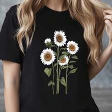 Women's T-Shirt With Sparkling Golden Cherry Design - Black - View 1