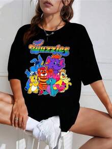 Wuzzles Retro T-Shirt - Nostalgic 80s T-Shirt, Women's Shirts, Women's Sweatshirts, Sweater, Casual Blouse, Summer Women's Prom Dresses - 黑色 - 查看 1